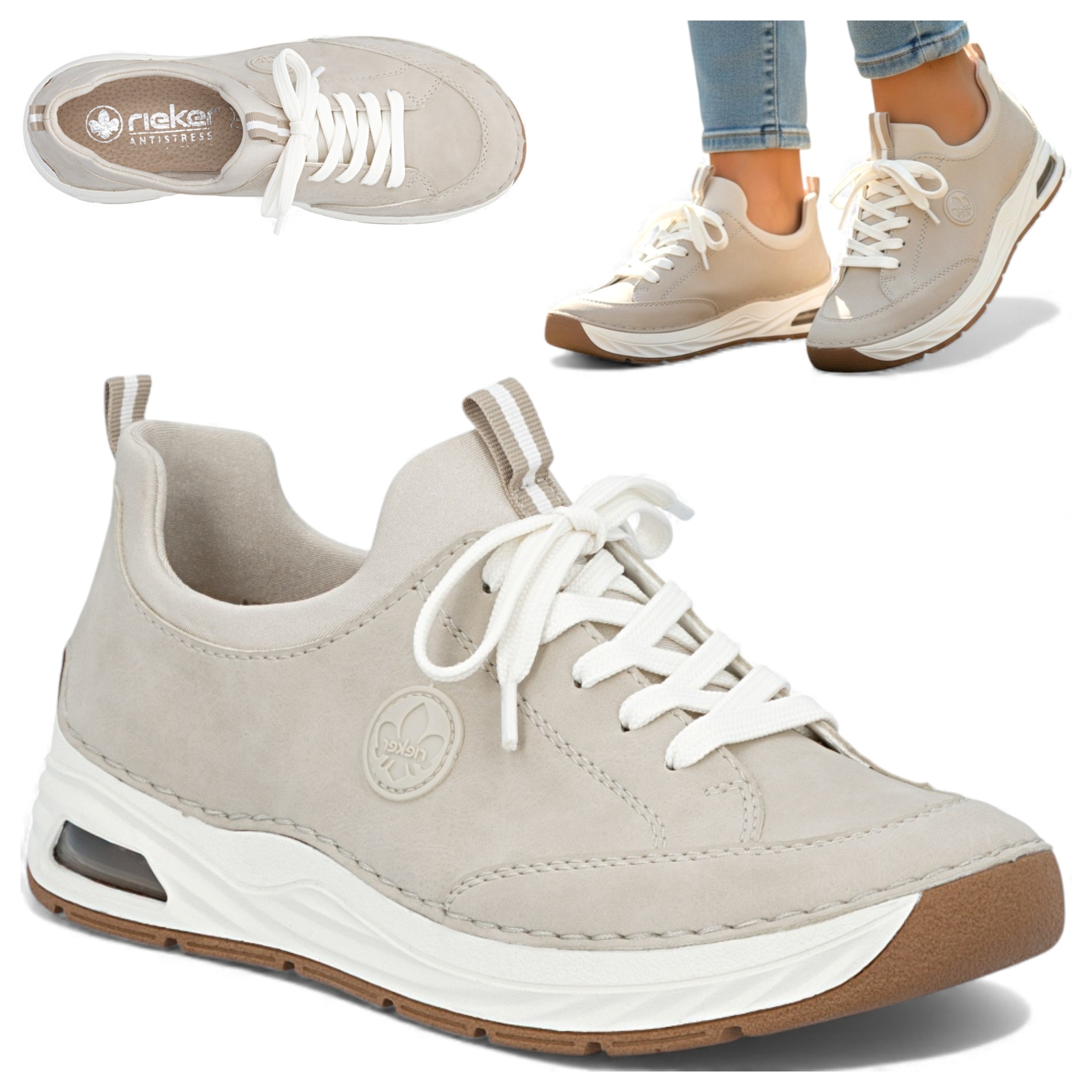 Rieker 41 Dámské polobotky Pohodlné jarní šněrovací boty Sportovní lehké boty