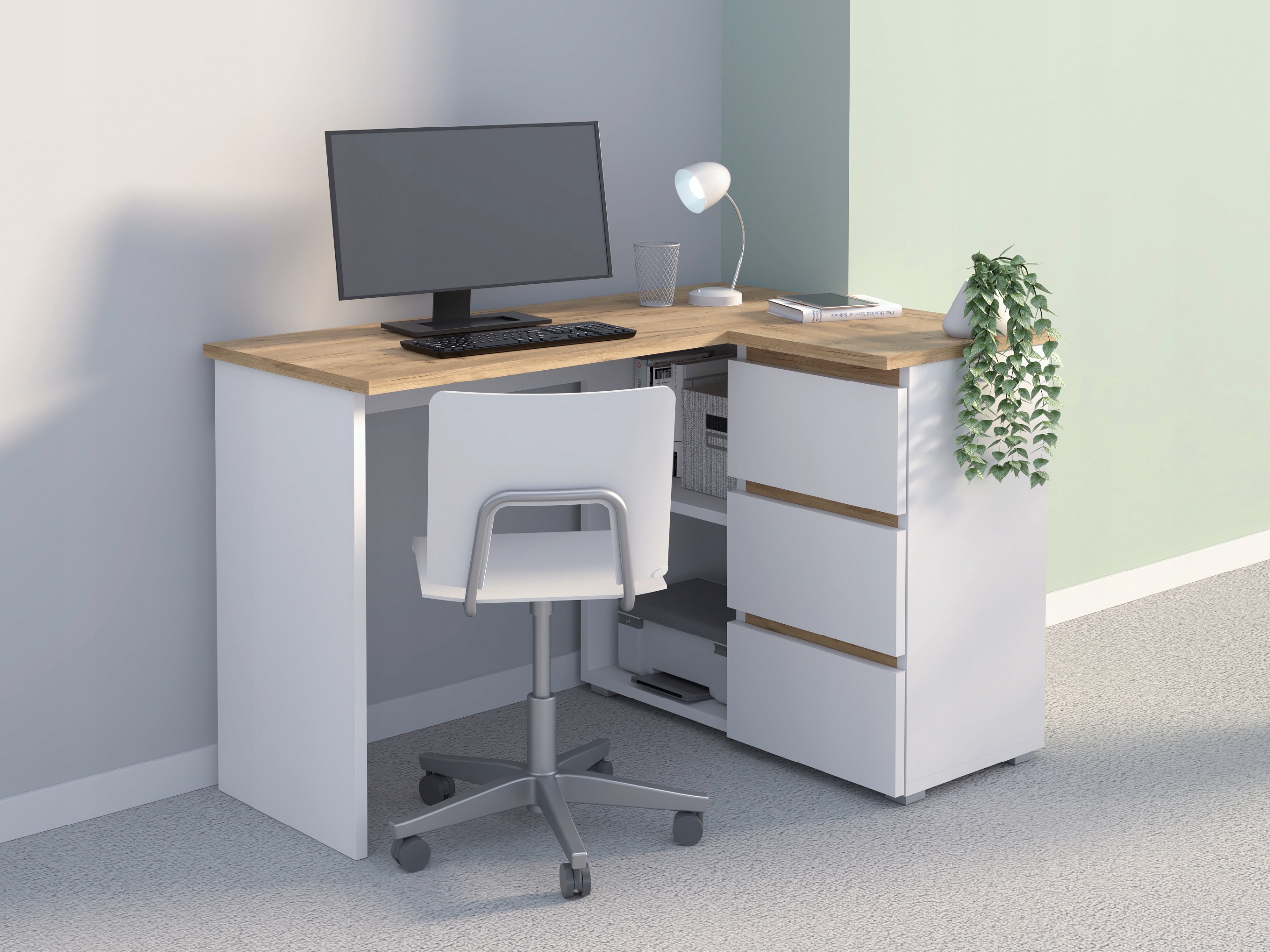 POJEMNE BIURKO NAROŻNE KOMPUTEROWE NORGE Kod producenta QNN01KD