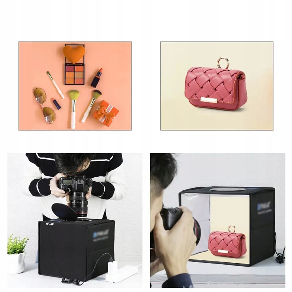 NAMIOT BEZCIENIOWY STUDIO DO ZDJĘĆ LAMPY LED + TŁA Model Przenośny Light Box