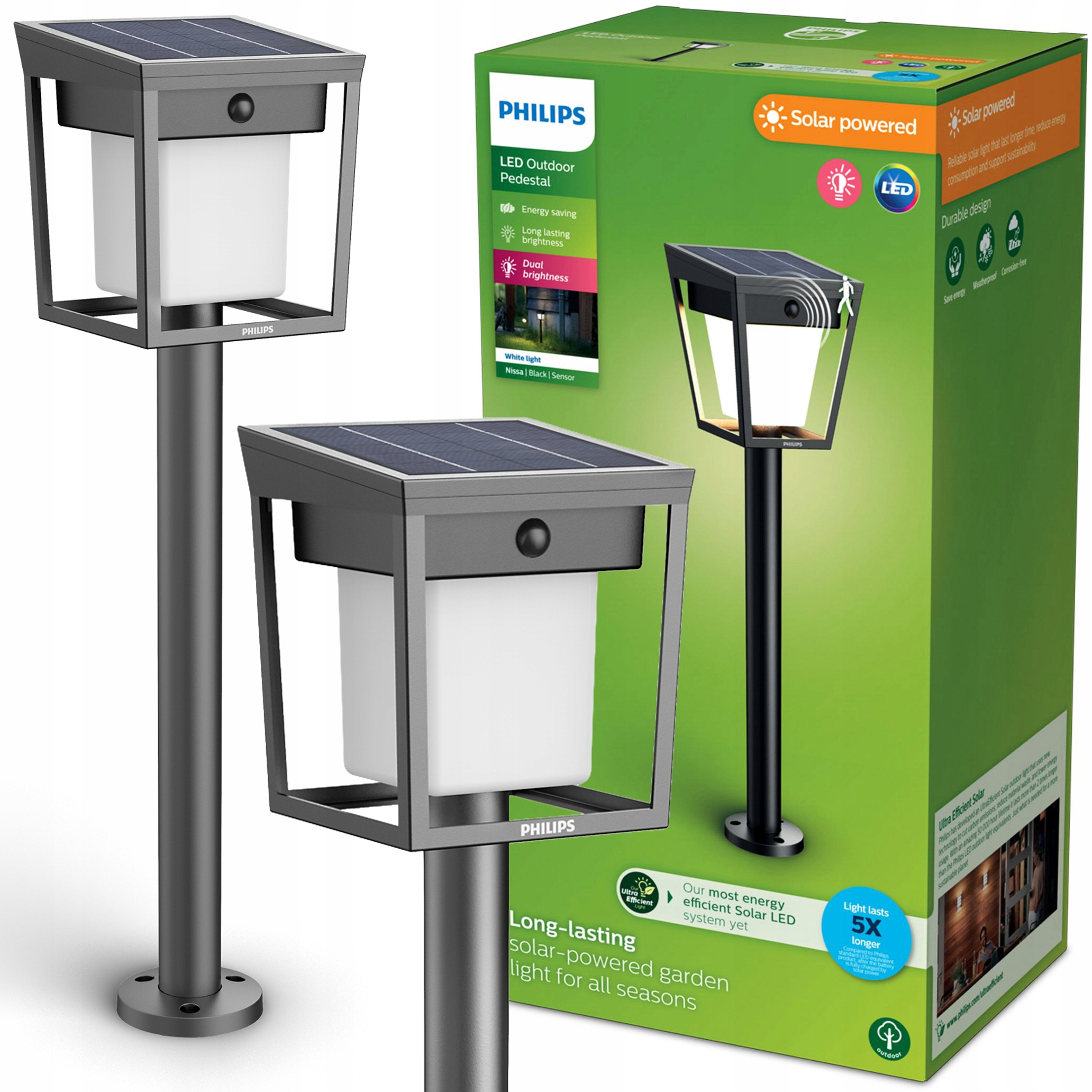 Solární Lampa Led lampa Philips Blaise Zahradní venkovní Sloupek Senzor Pohybu