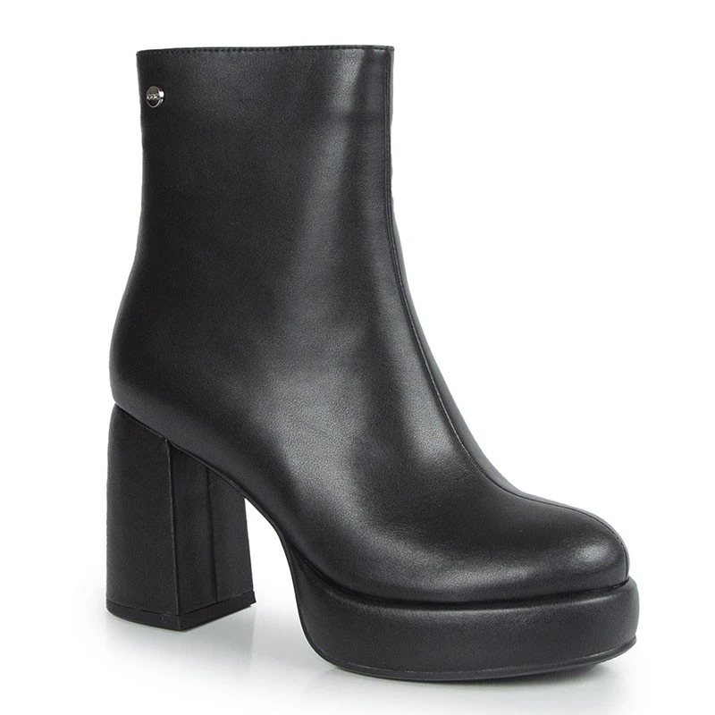 Goe OO2N4166-W1 Kotníkové Boty Sloupek Kůže Lico Černé 37