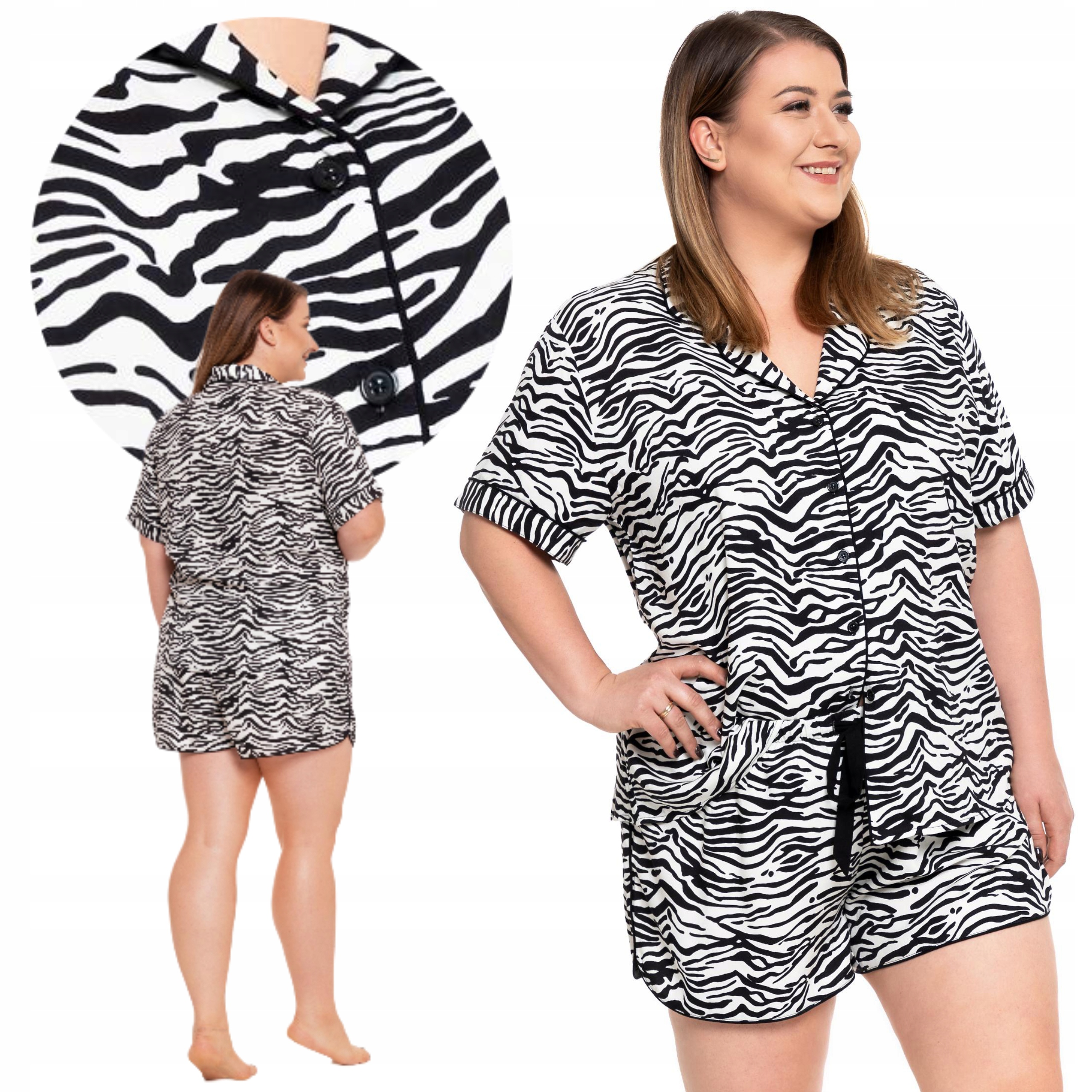 Dámské dvoudílné krátké rozepínací pyžamo Zeberka Kraťasy Moraj XXL
