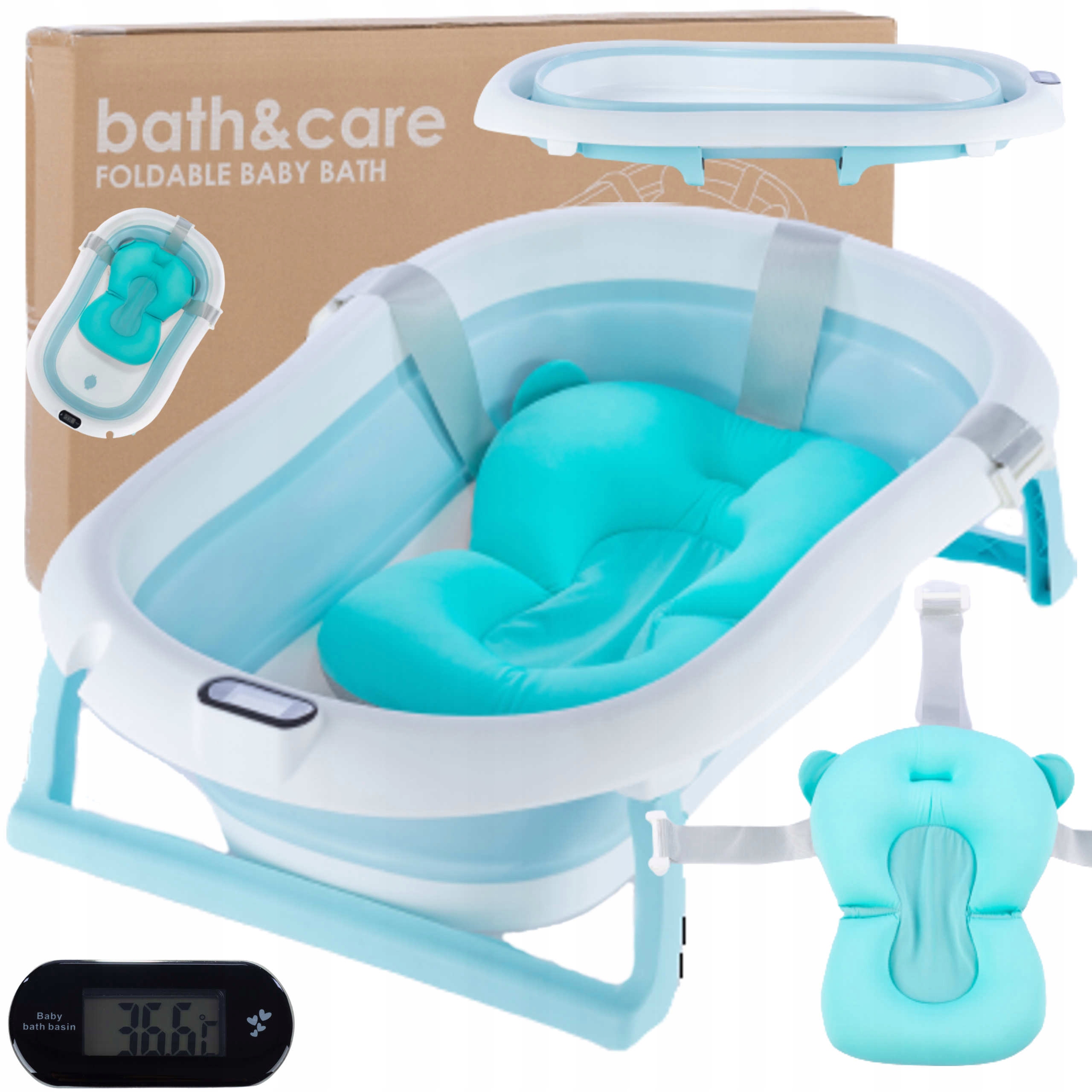 wanienka składana z termometrem LCD i poduszką XL