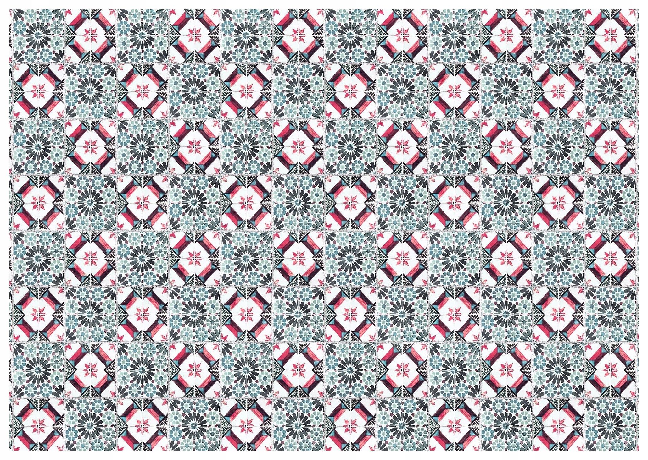 Fototapeta Geometrie Květiny Ornament Světle Modrá Růže vinylová 312x219 lepidlo