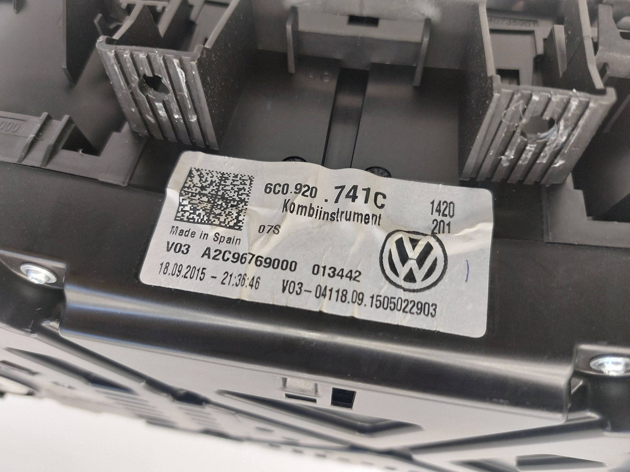 VW POLO V 6C 1.4 TDI dials dials EUROPA 6C0920741C