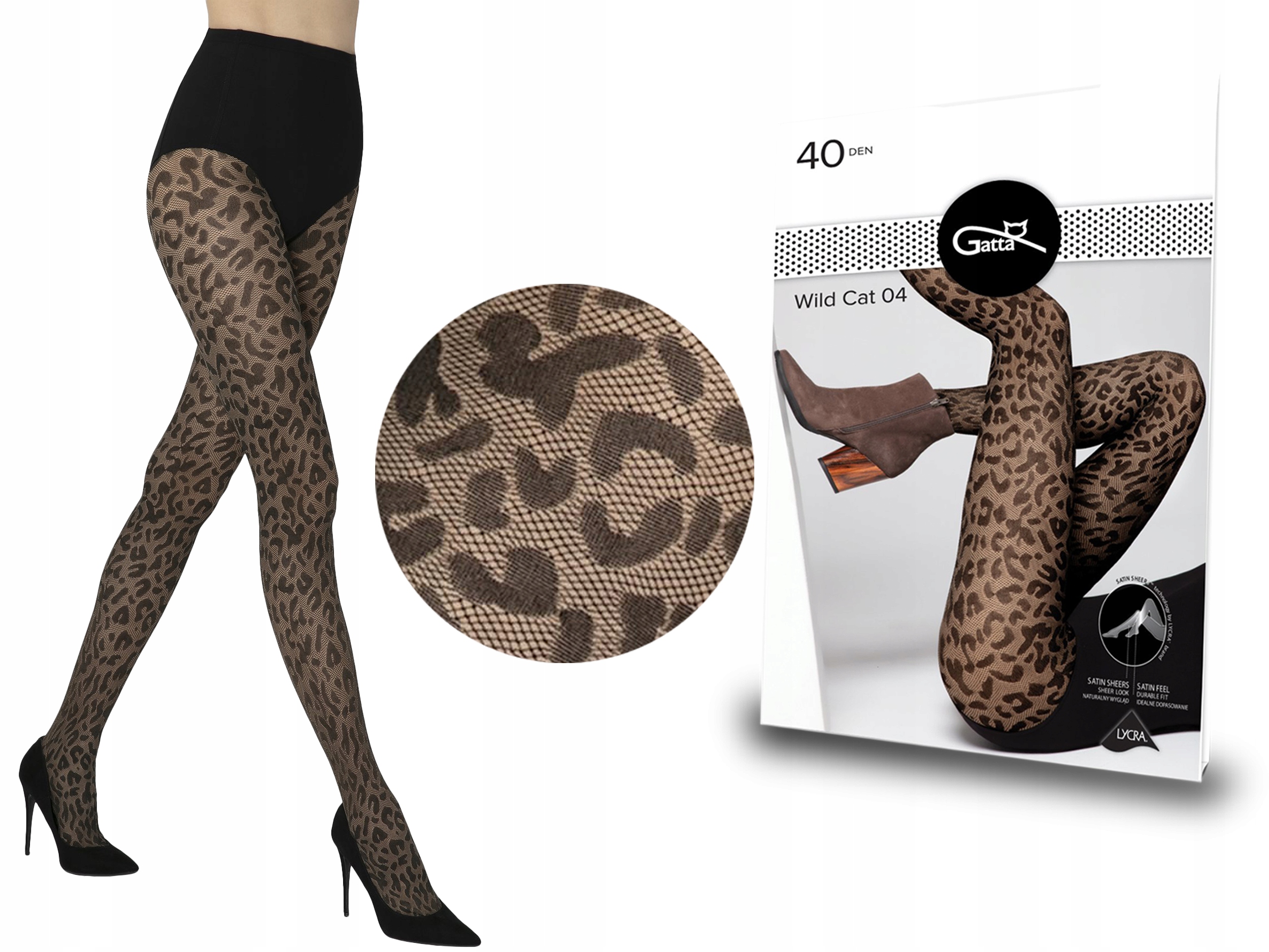 

Gatta rajstopy Wild Cat 04 w cętki golden.nero 4-L