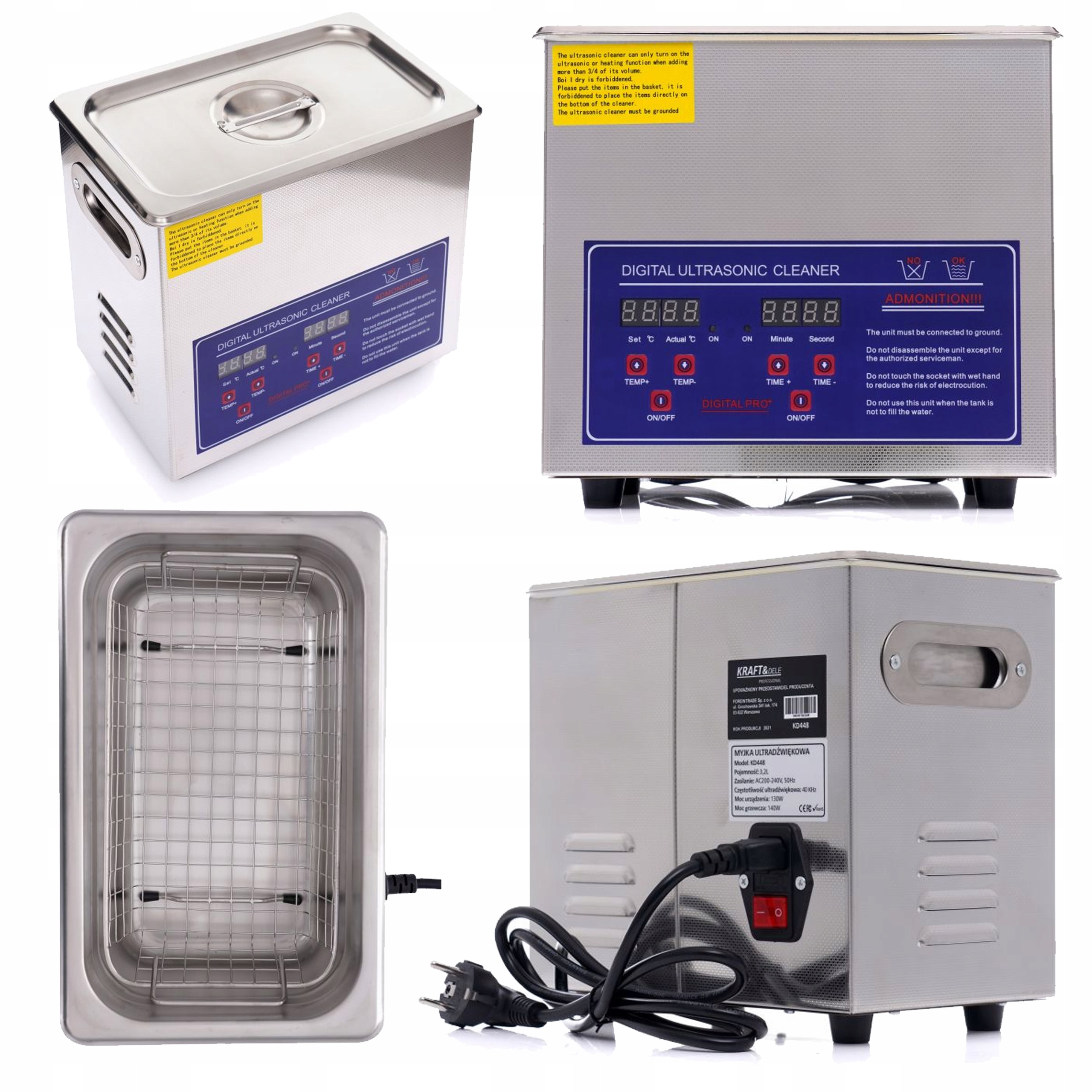 

Myjka Ultradźwiękowa 3,2L Mycie Części Stal 140W