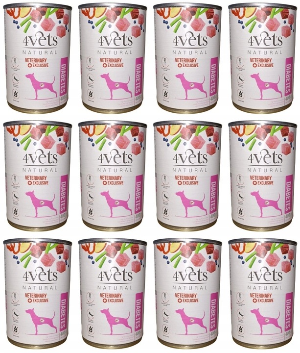 Levně 4VETS Natural Diabetes Obesity Plechovky 12 x 400 g