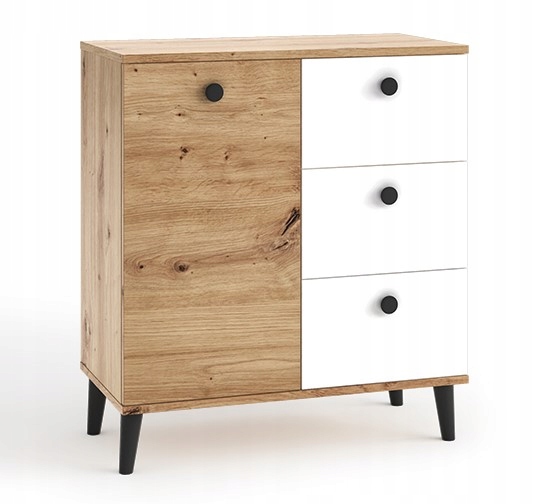 Komoda z szufladami C1 80 cm Dąb Artisan/Biały