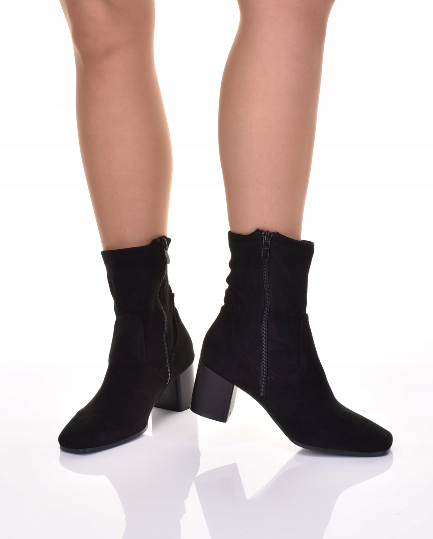 DAMSKIE BOTKI ZAMSZOWE NA SŁUPKU ELEGANCKIE OBCAS ELASTYCZNE Marka inna