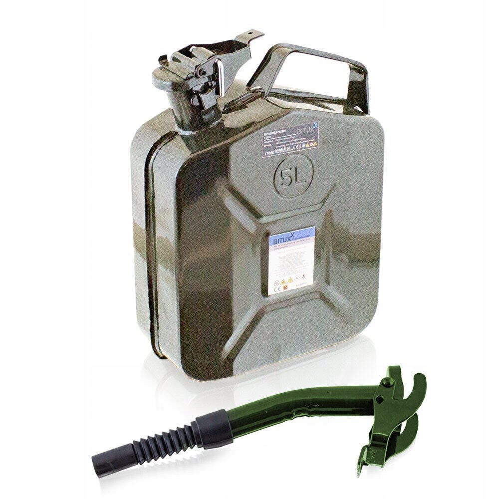 Metalowy Kanister 5L Z Zamkiem Bagnetowym W Zestawie Z Lejkiem