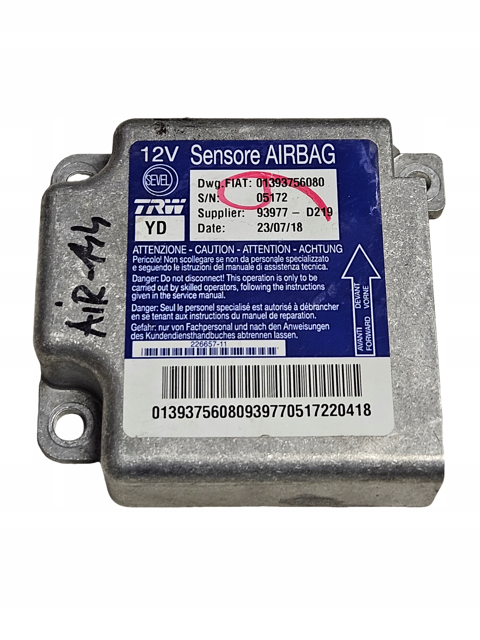 SENSOR AIRBAG FIAT DUCATO 01393756080 93977-D219