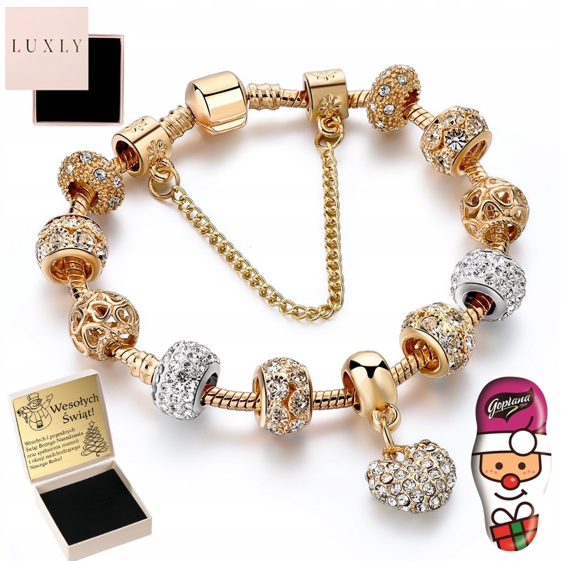 Dámský Zlatý Modulární Náramek Na Charms 585 S Gravírováním Bonus jako Dárek