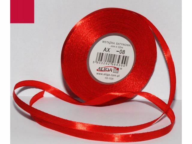 

Wstążka satynowa czerwona czerwona 12mm/32m