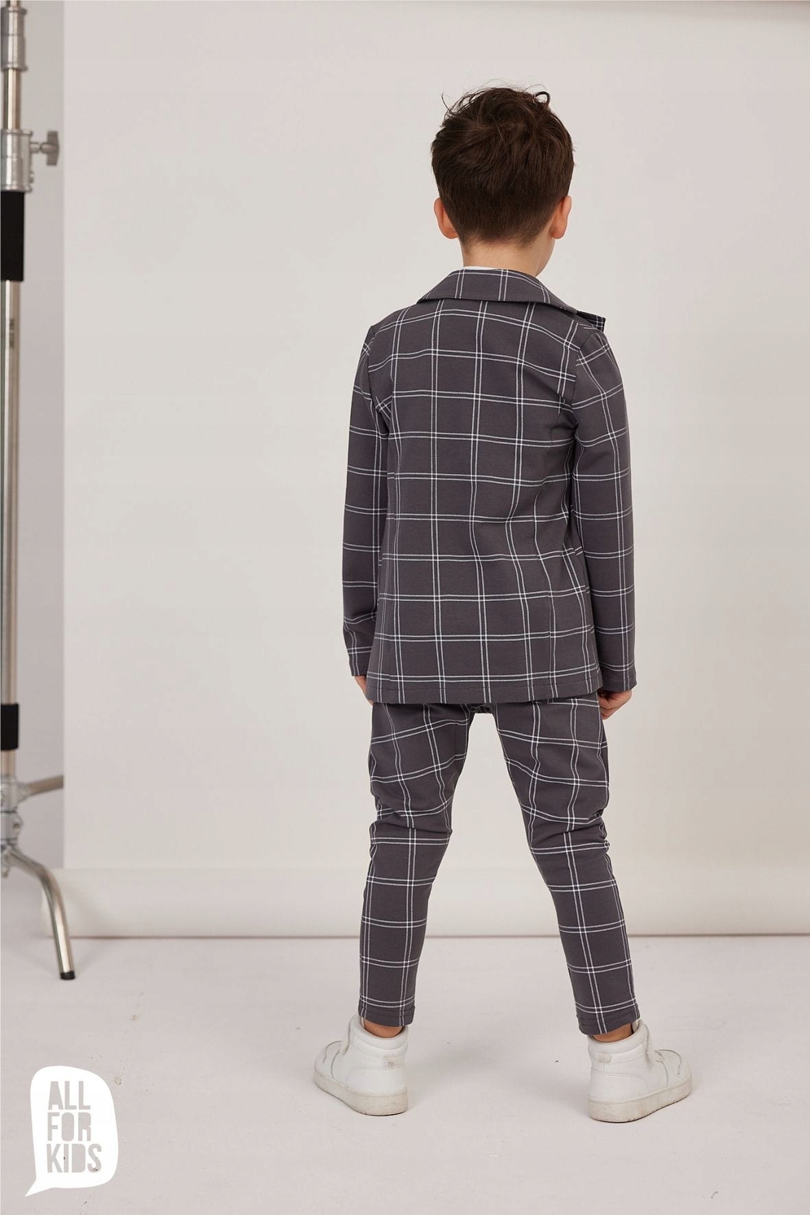 Spodnie w kratę grafitowe All For Kids 116 122 Rozmiar 116