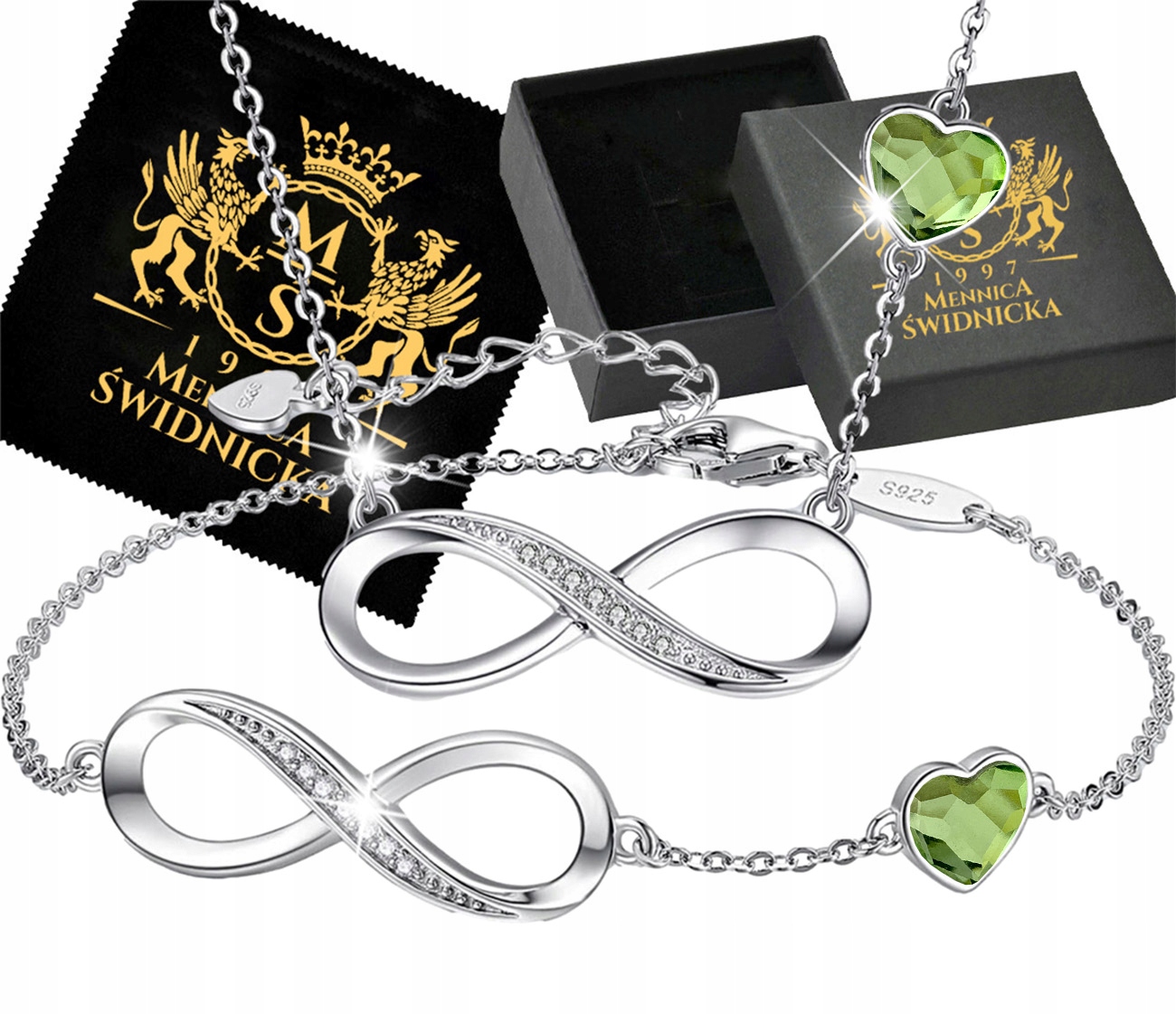 Sada stříbrných šperků Stříbro 925 Náramek Náhrdelník Sada Dárek