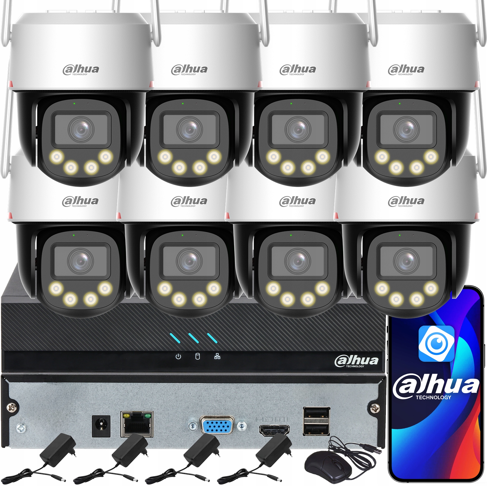 Monitorovací sada Dahua 8 kamer 8MPx P8F-PV WizColor 4K Analýza obrazu Ai