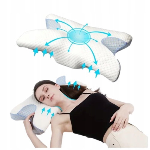 Profilovaná vankúšová podložka z pamäťovej peny 55x34x10 cm Biela