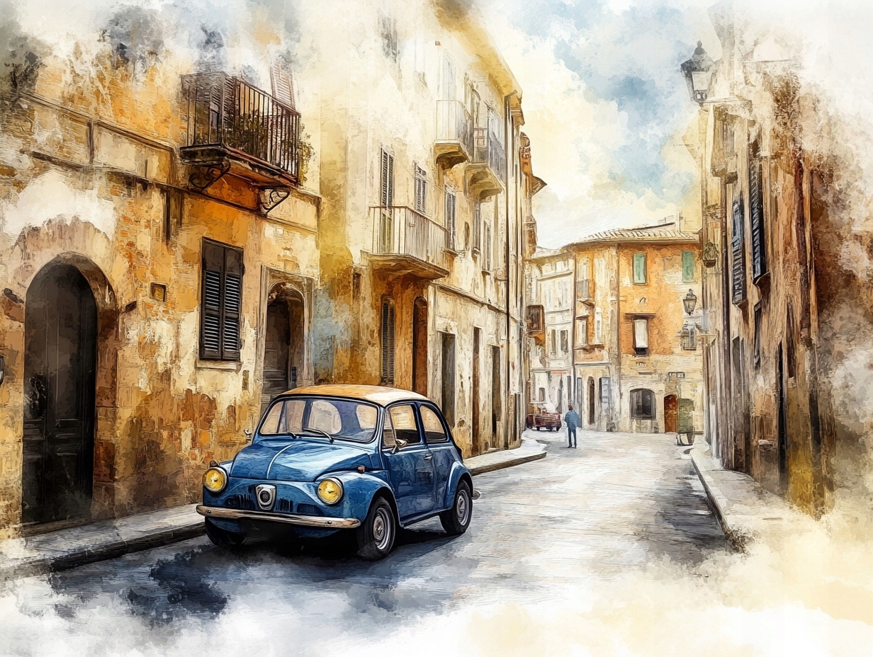 Obraz Na Plátně Canvas Město Městečko Ulička Auto 80x60