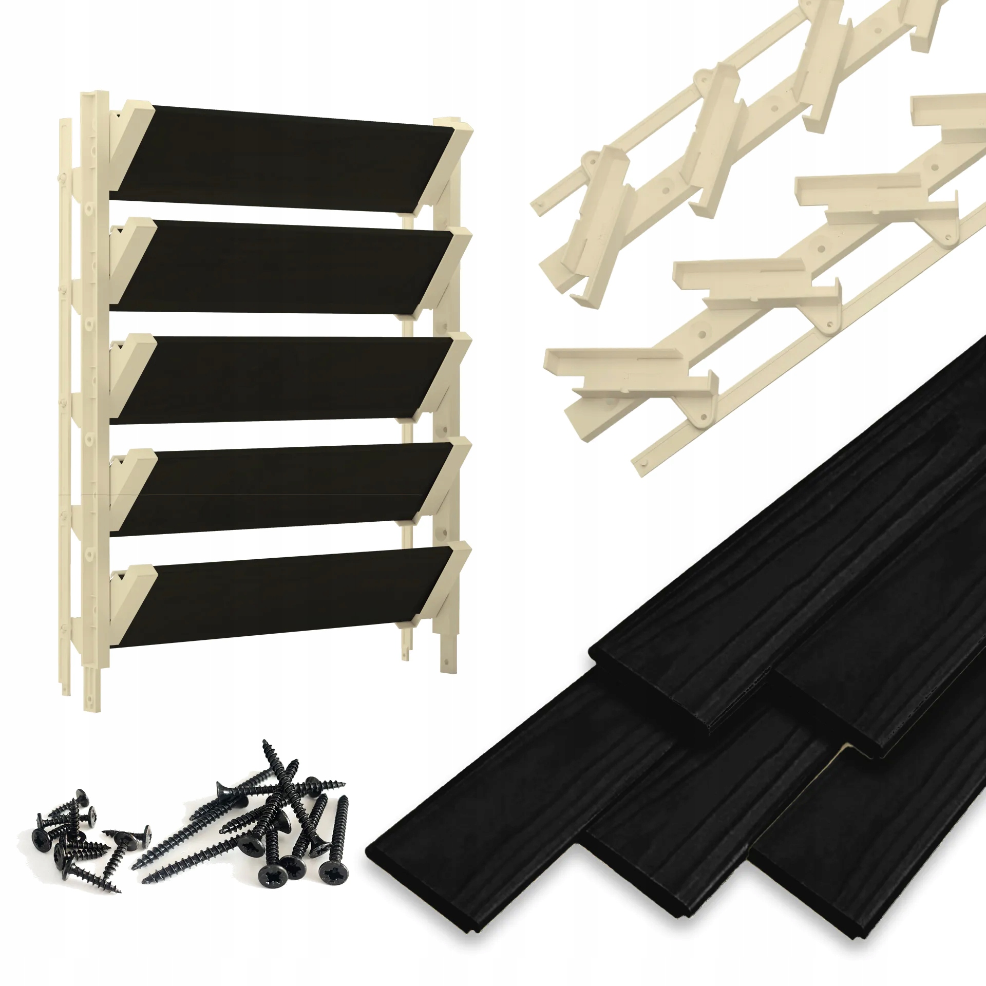 Pohyblivé čierne dosky 5 ks Shutters System Hdpe Terasové žalúzie Béžová