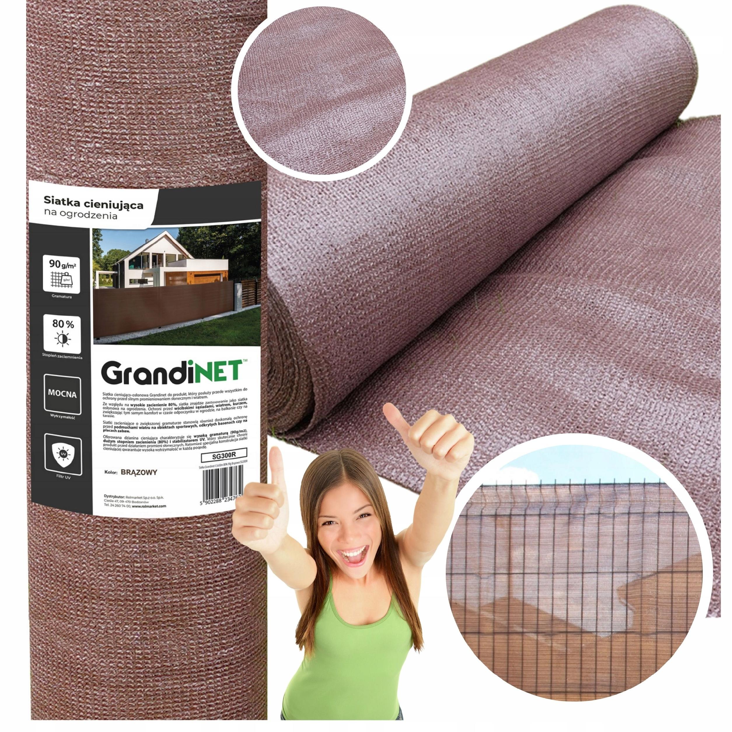Siatka Cieniująca Osłona 1,5x25m 80% Brązowa Maskująca Na Ogrodzenie Płot