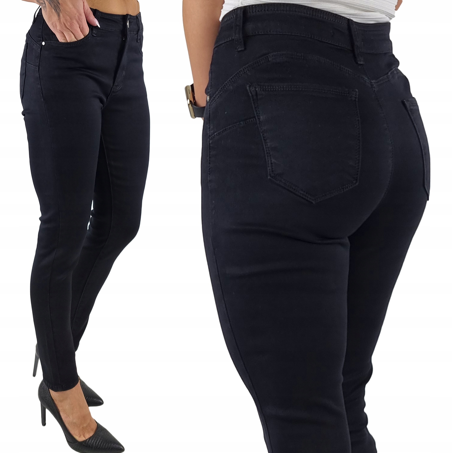 M.sara Wyszczuplające Spodnie Damskie Jeansy Push Up Wysoki Stan Elastyczne