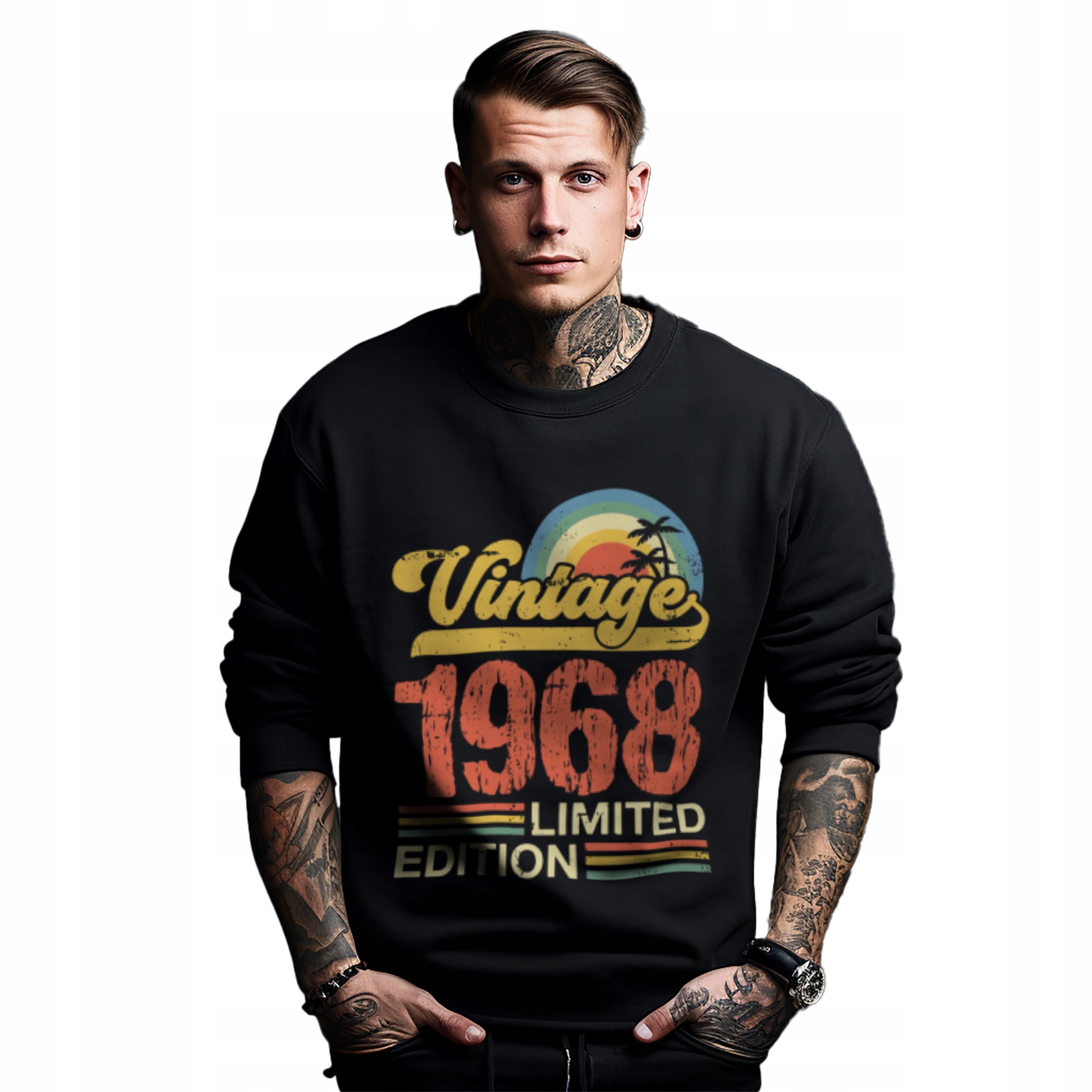 Mikina černá pánská s potiskem dárek k narozeninám, ročník Vintage 1968 Limited