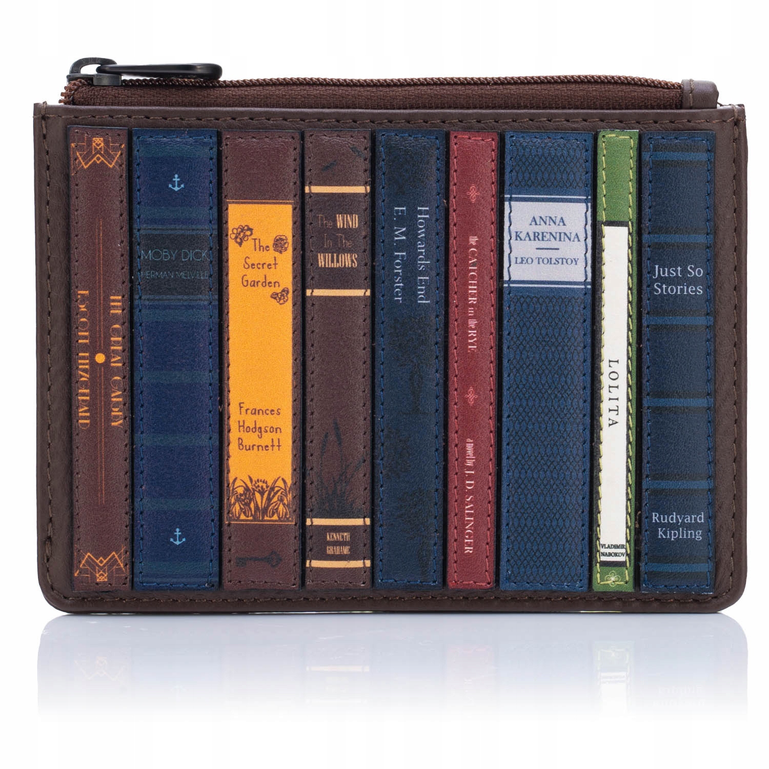 Bilonówka Damska Skórzana Brązowa Literatura na Monety Karty Yoshi