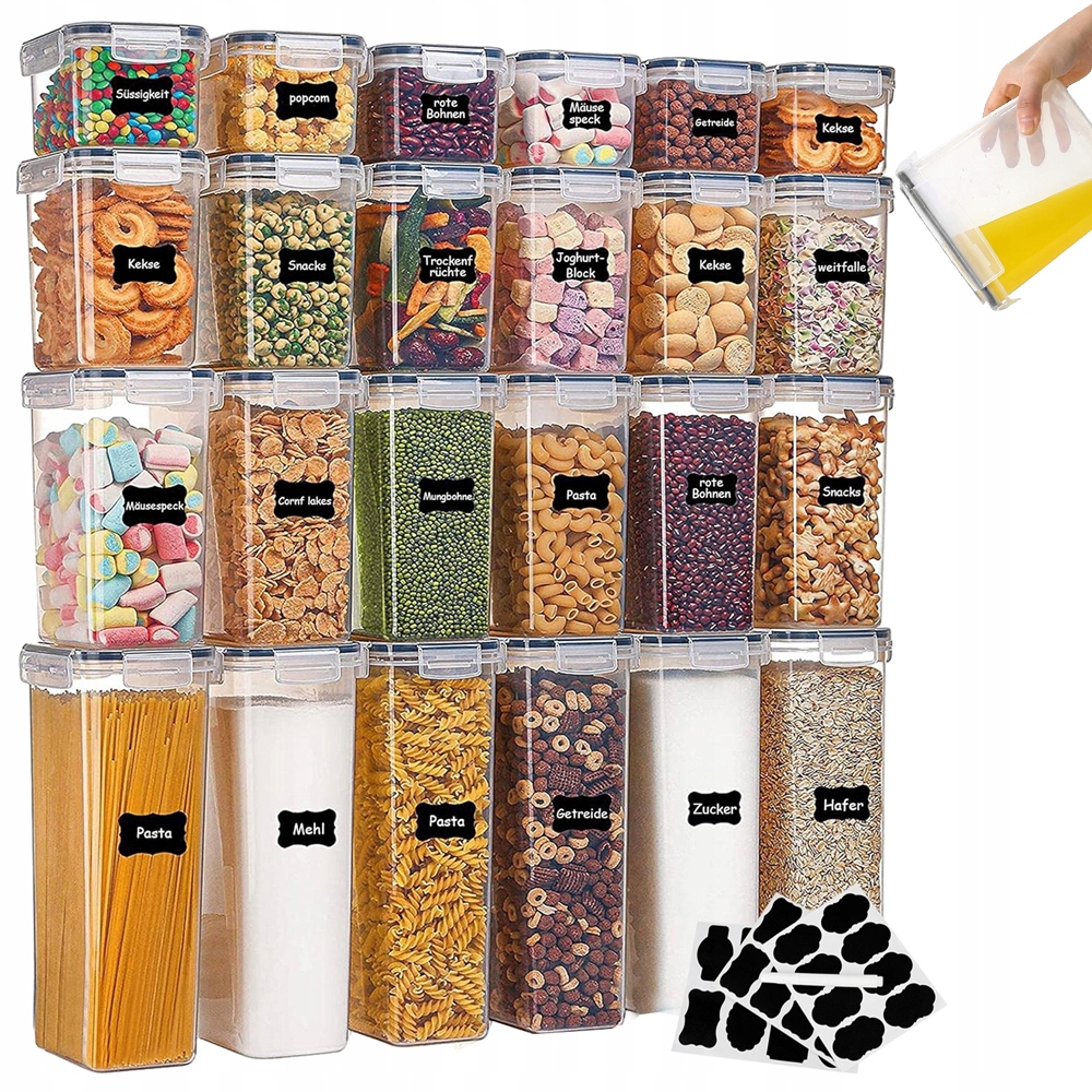 24 X Hermetické Nádoby Na Skladování Potravin, Hermetické Krabice
