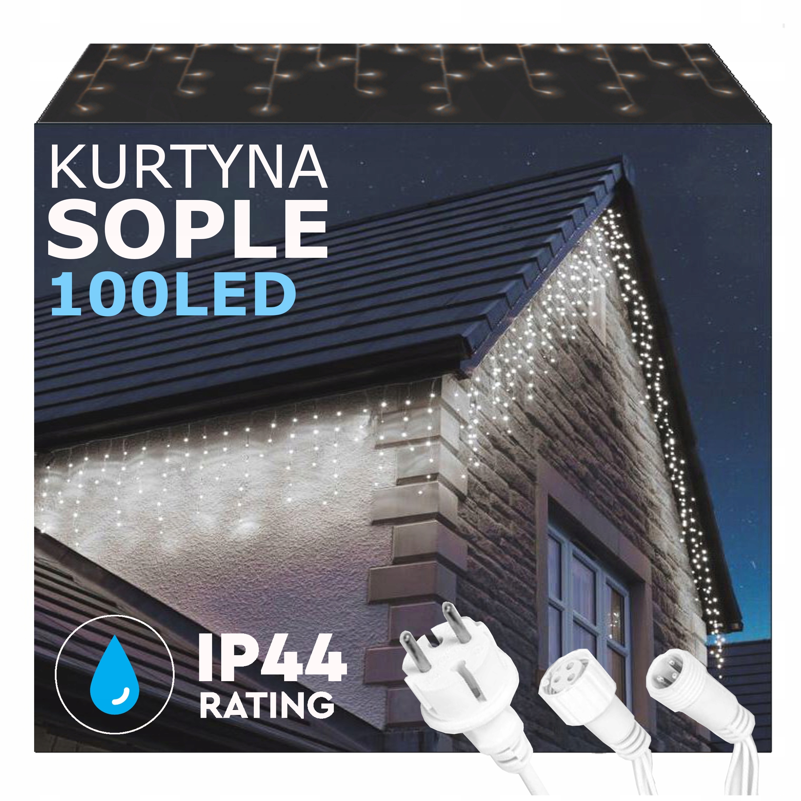 SOPLE 100LED LAMPKI ZEWNĘTRZNE IP44 ŚWIATŁO STAŁE KURTYNA GIRLANDA ŚWIETLNA