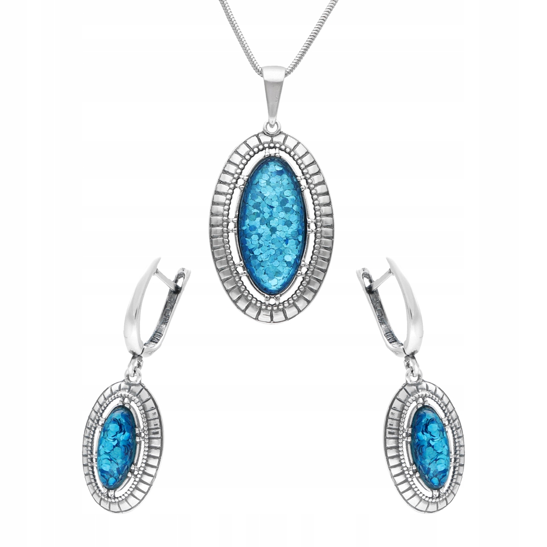 Komplet s stříbro oxidovaným oválným ohnivým opálem, stříbro