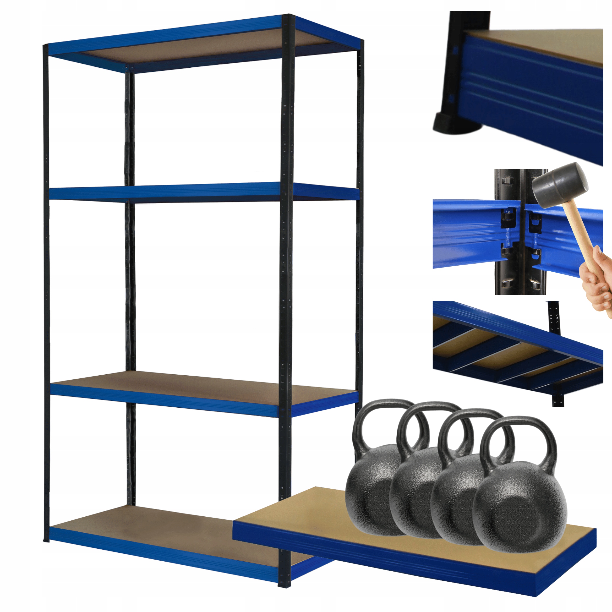 Kovový skladový regál s garážovým stojanom Helios 180x120x45 cm 4Px400 kg