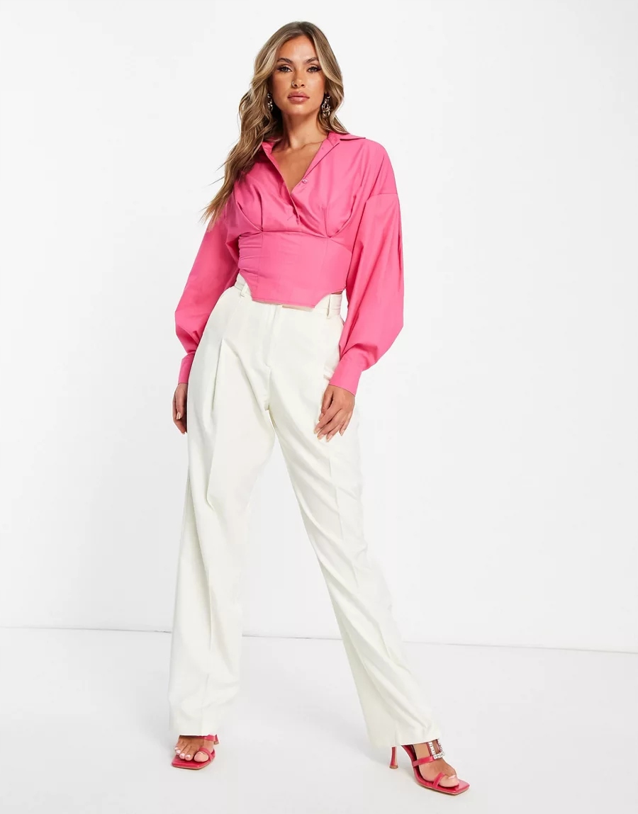 KOSZULA Z DŁUGIM RĘKAWEM RÓŻOWA CASUAL 38 XBI