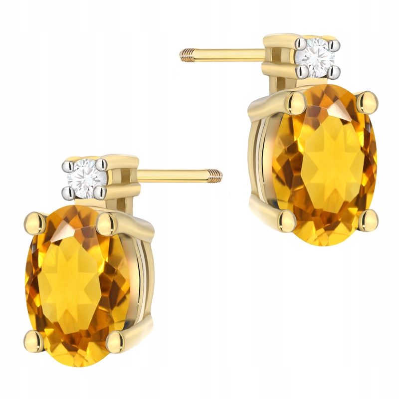 Zlaté Náušnice pr 585 Brilianty s oválnými citrony 1,20 ct Brilianty 0,03 ct