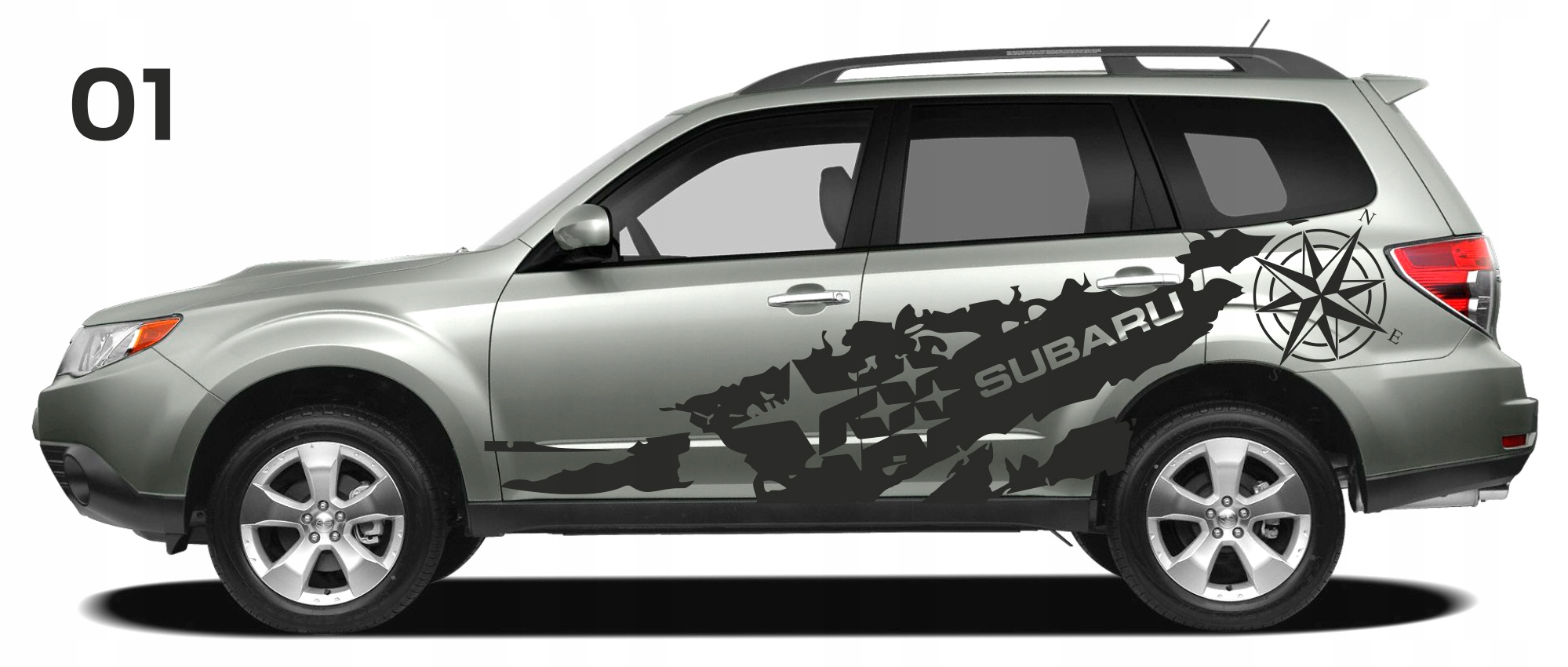 Samolepka na boky pre Subaru Forester Ruža vetra 01