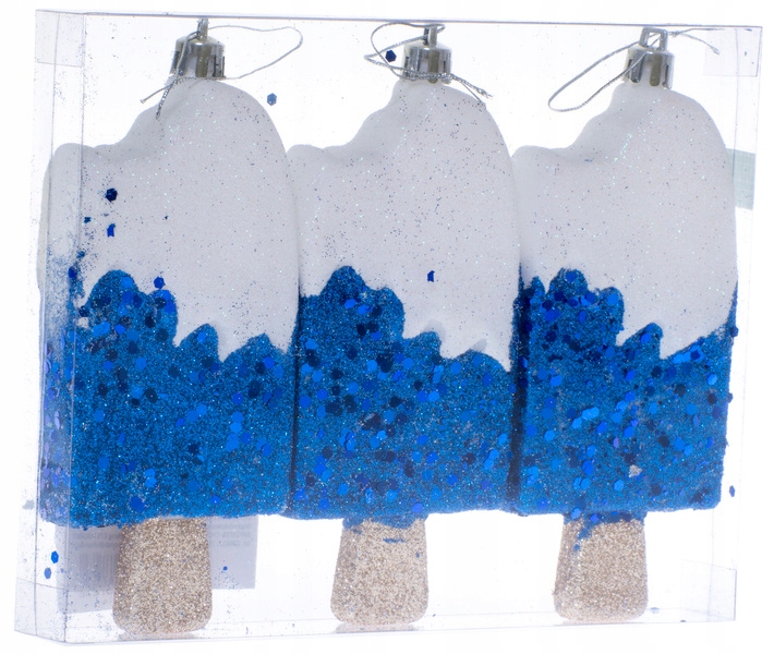 

Bombki lody na patyku niebieskie 3 sztuki 13cm