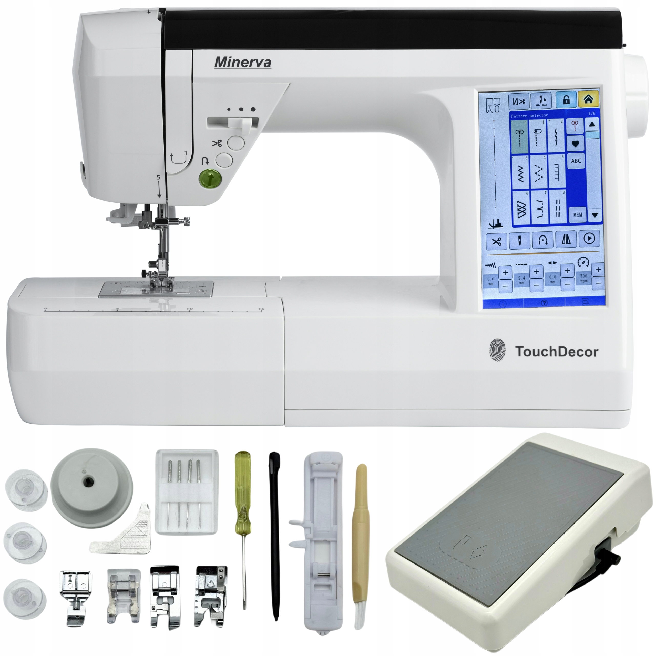 Maszyna do szycia domowa komputerowa dotykowy ekran LCD Minerva TouchDecor