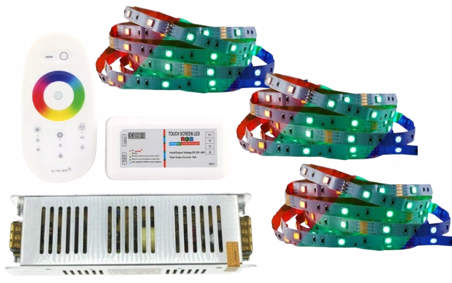Sada Led pásků 5050 Rgb, barevné dálkový ovladač, dotykové podsvícení stropu 15 m
