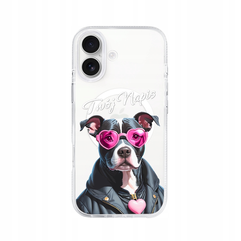 Etui do iPhone 17 z MagSafe przeźroczyste, Puppy Love, pies rasy Amstaff