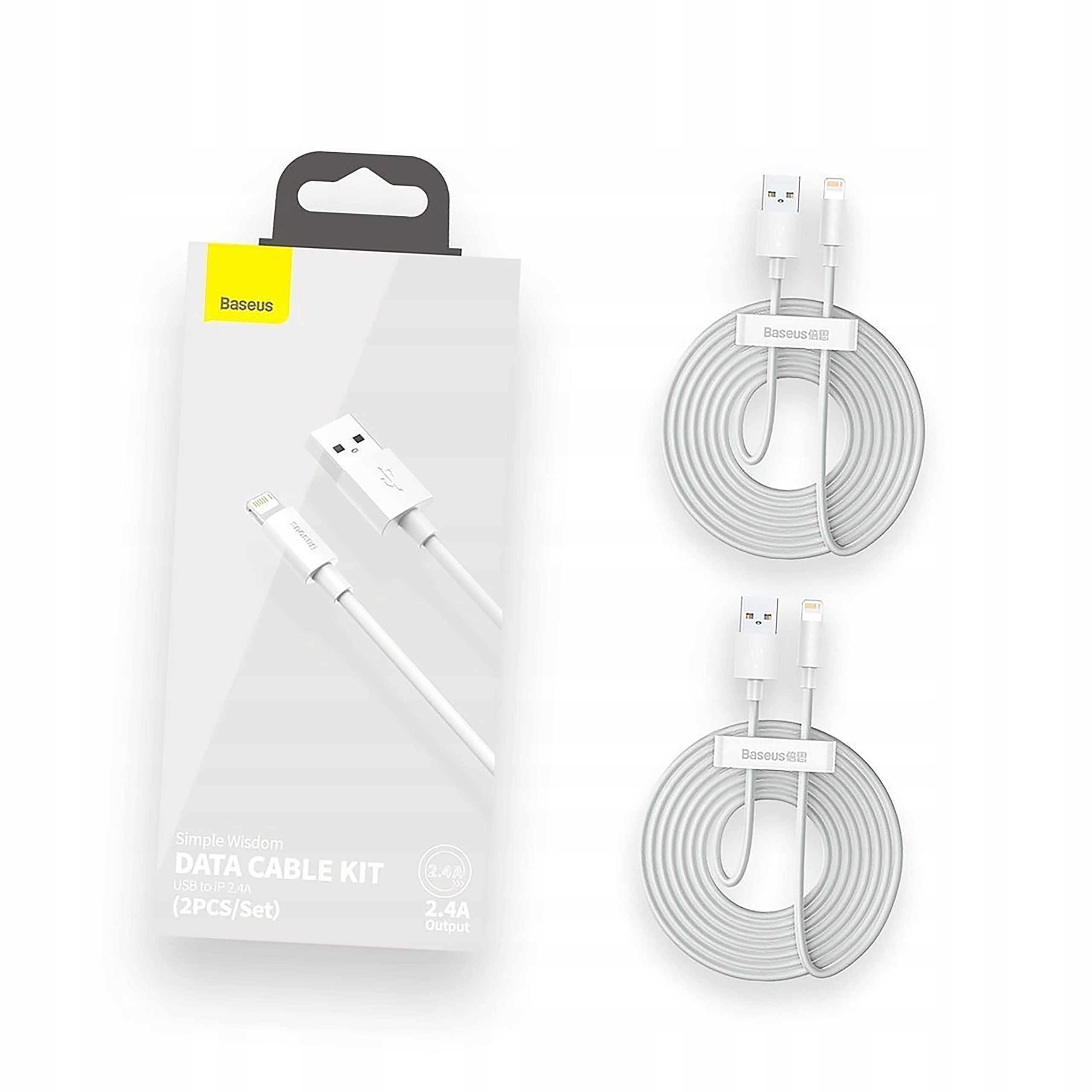 Baseus 2x kabel Usb Lightning szybkie ładowanie Power Delivery 1,5 m biały