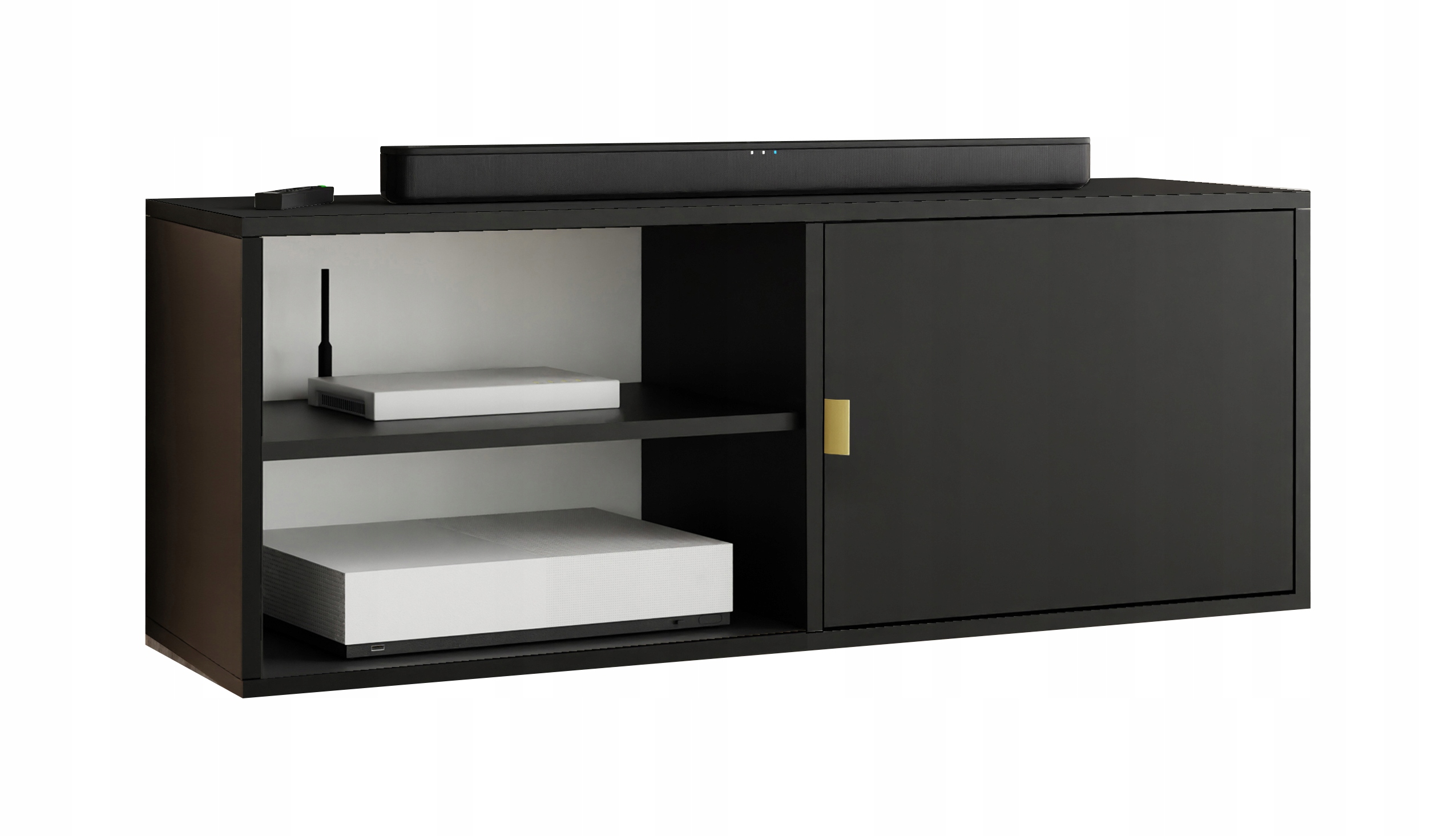 Rtv skříňka Luna 2 zlatá, otevřená, černá