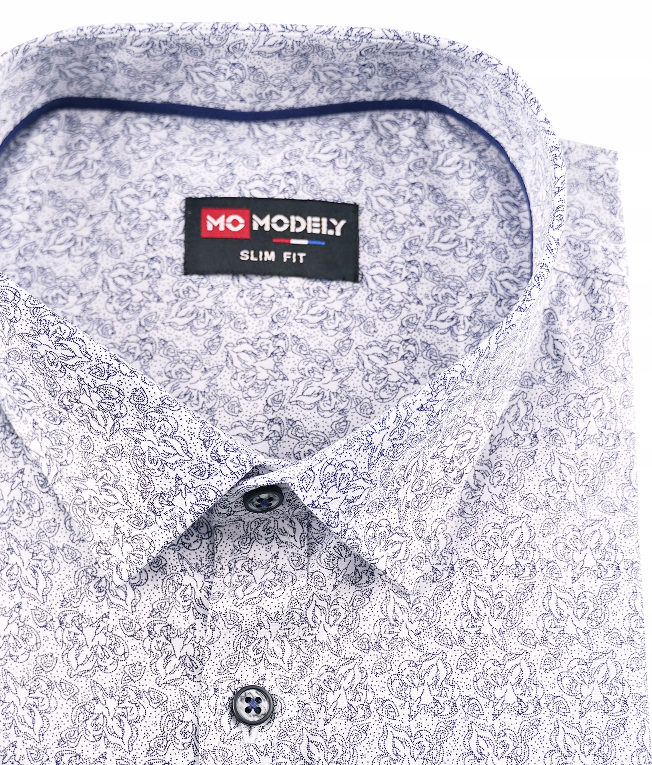 Koszula Męska Biała W Kwiaty Bawełniana Wizytowa Casual XL 43/44