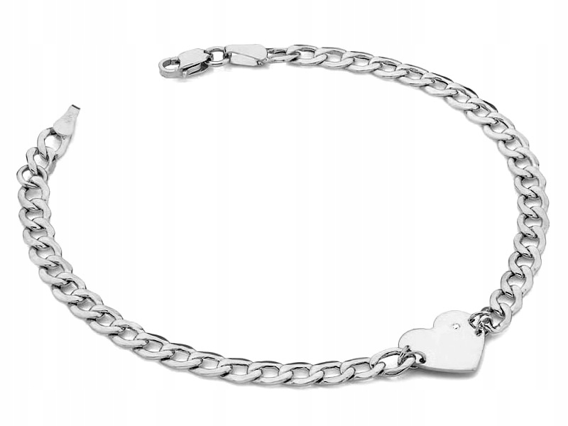 Zlatý náramek 585 bílé srdíčko briliant 3 g elegantní vzor dárek