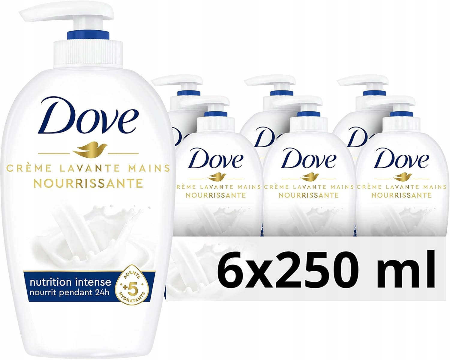 Dove Originální tekuté mýdlo 6 x 250 ml na ruce, hydratační, citlivé
