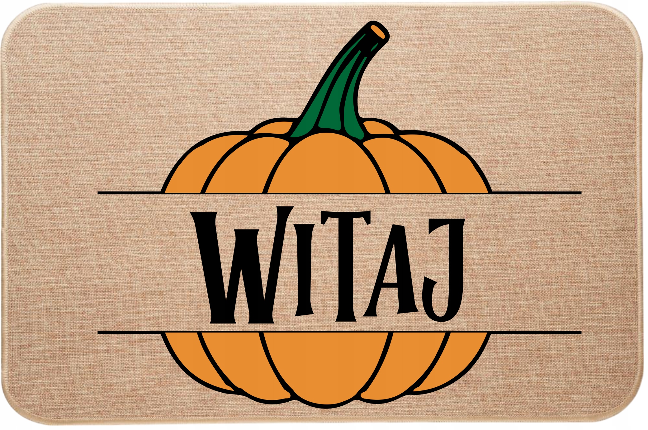 Vstupní rohožka z lnu Podzim Halloween dýně Ahoj Welcome