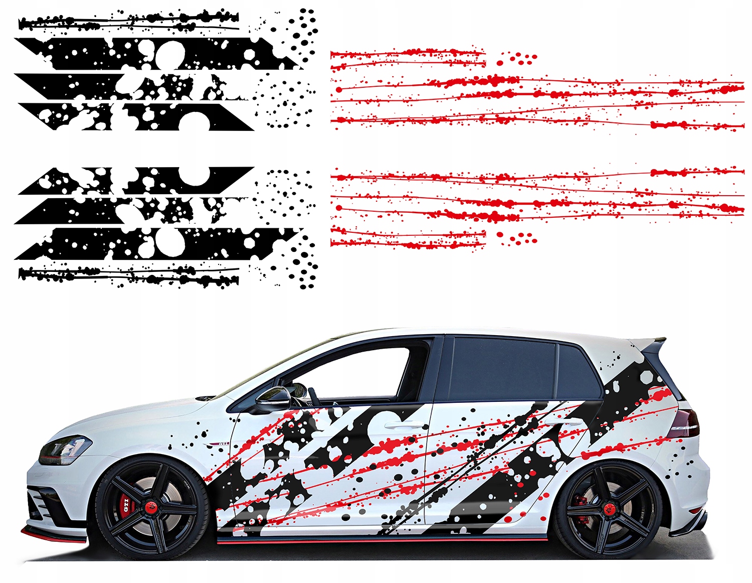 Nálepka Grafika na auto Motív Kleksy Pásy Bodky 94x1080 Farby