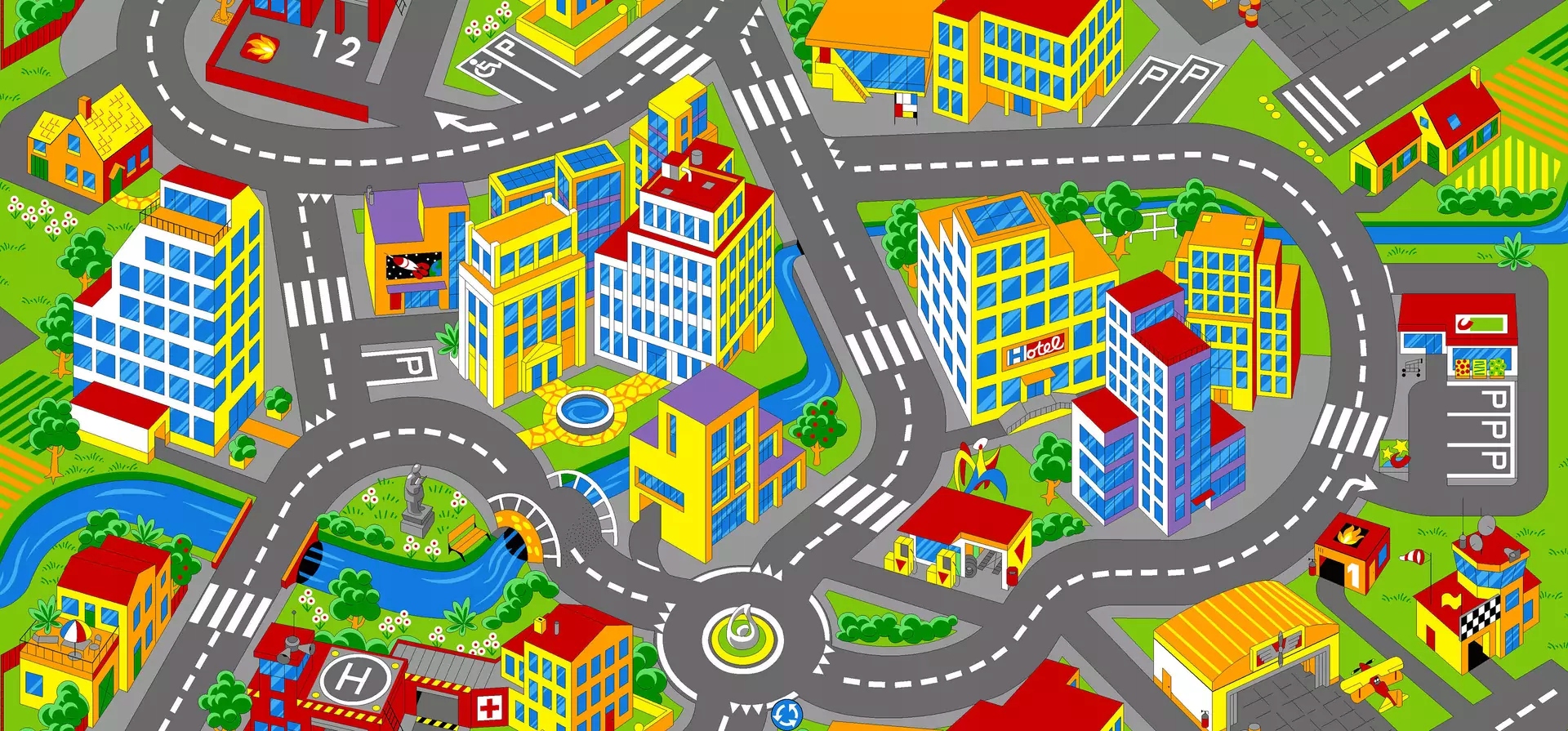 Koberec 95x200 Smart City Ulice Město na hraní pro děti v1