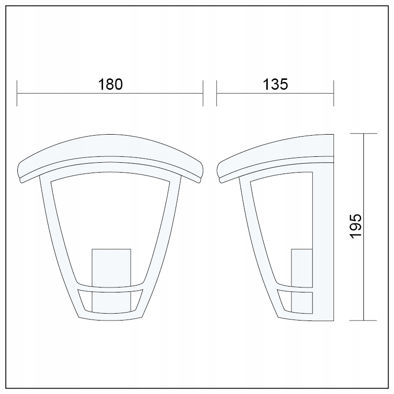 LAMPA ŚCIENNA OPRAWA ALU E27 KINKIET ZEWNĘTRZNY Długość/wysokość 19.5 cm