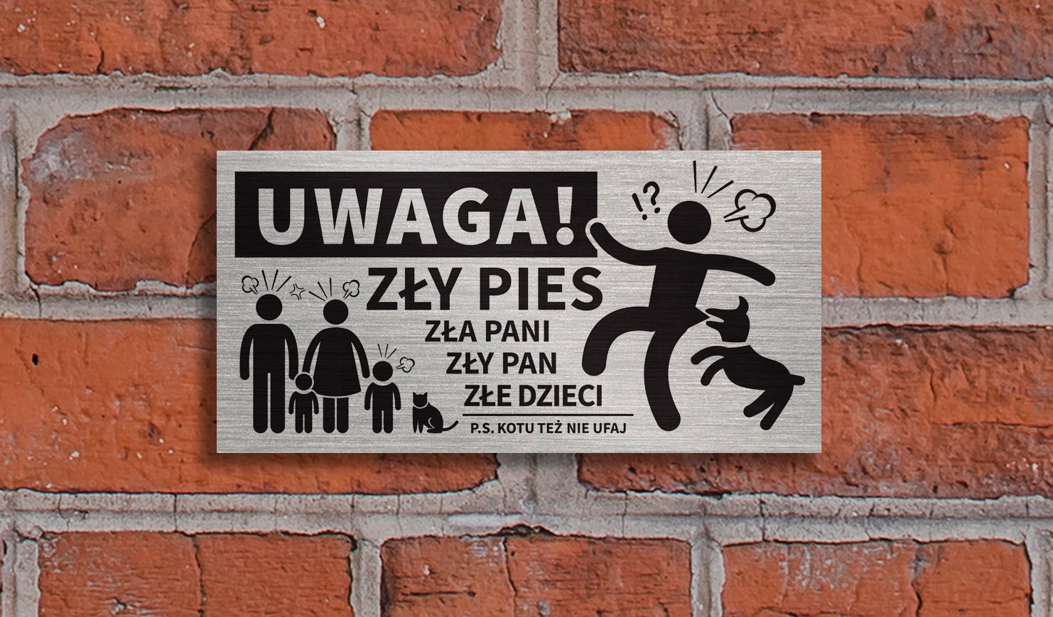 Tabliczka UWAGA ZŁY PIES ZŁA PANI 20x10 Kod producenta Tabliczka UWAGA ZŁY PIES ZŁA PANI 20x10