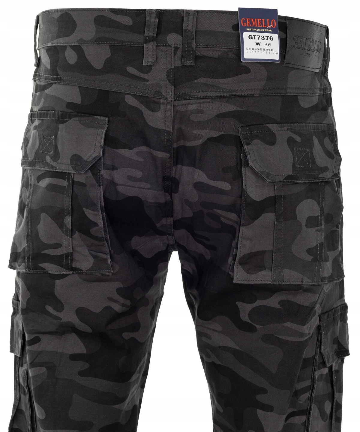 Spodnie Męskie Bojówki Moro Bawełniane Ciemno-szare Moro Robocze Roz. W34